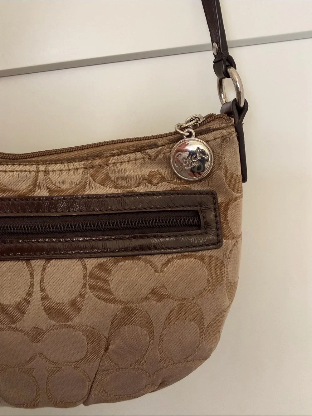 Coach Brown Signature Jacquard Small Crossbody